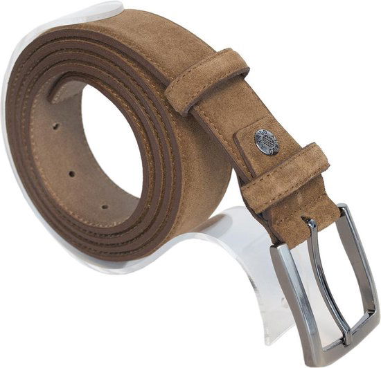 Riem heren riem dames lichtbruin suede 3 5 cm totale - Arrigo Leather Goods