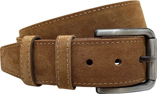 BELTINGER Damesriem van suède 2,5 cm | suède riem voor dames 25 mm | suède riem met ronde, gouden riemsluiting, marine, goud, 85 cm (Gesamtlänge 100 cm