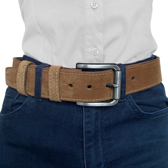 Riem heren riem dames lichtbruin suede leer 4 5 cm - Arrigo Leather Goods