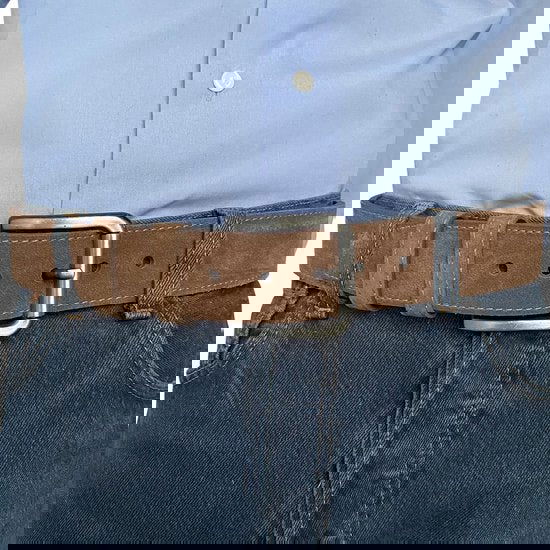 Riem heren riem dames lichtbruin suede leer 4 5 cm - Arrigo Leather Goods