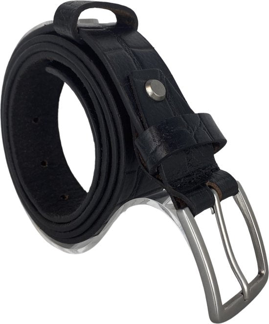 Riem riem heren riem dames 3 cm leer zwart 115 - Arrigo Leather Goods