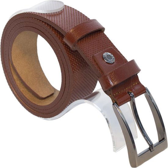 Riem van cognac leer met een print echt lederen riem - Arrigo Leather Goods