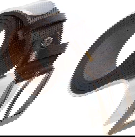 Riem van donkerbruin leer met een print echt lederen riem - Arrigo Leather Goods