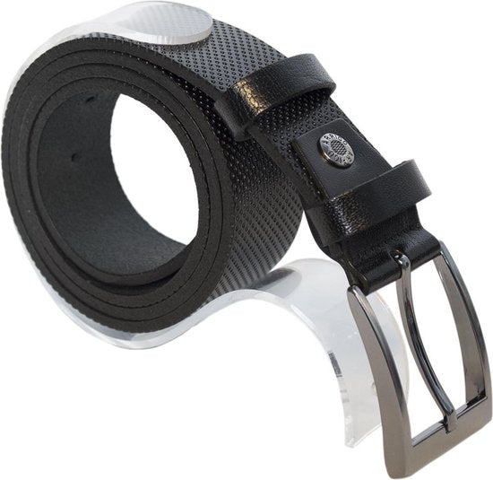 Riem van zwart leer met een print echt lederen riem - Arrigo Leather Goods