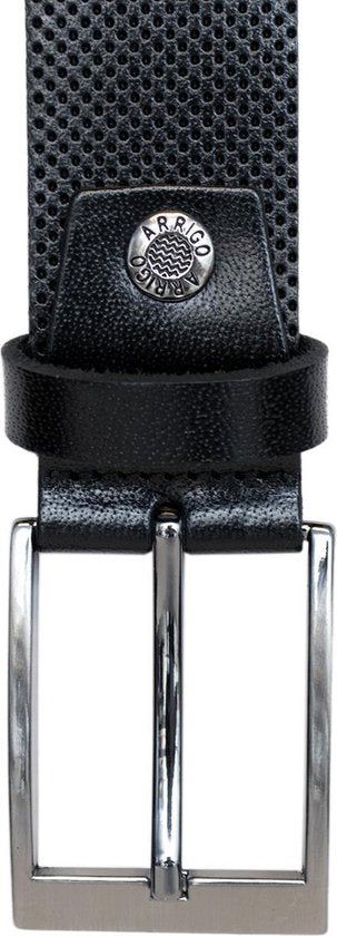 Riem van zwart leer met een print echt lederen riem - Arrigo Leather Goods