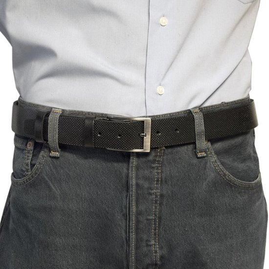 Riem van zwart leer met een print echt lederen riem - Arrigo Leather Goods