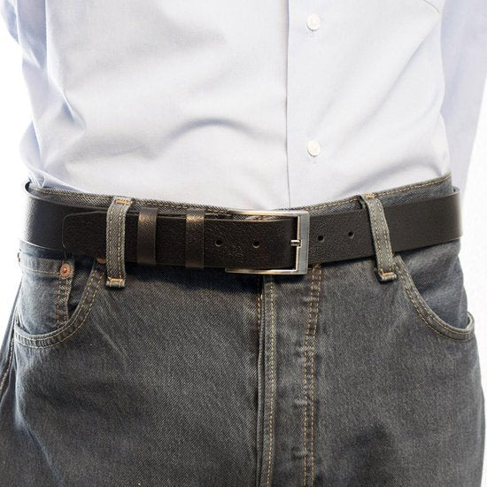 Riem zwart leer 3 5 cm breed riem echt leer - Arrigo Leather Goods