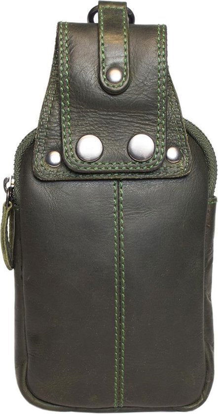 Riemtasje groen leer leren heuptas lederen fanny pack festivaltasje groen - Arrigo.nl