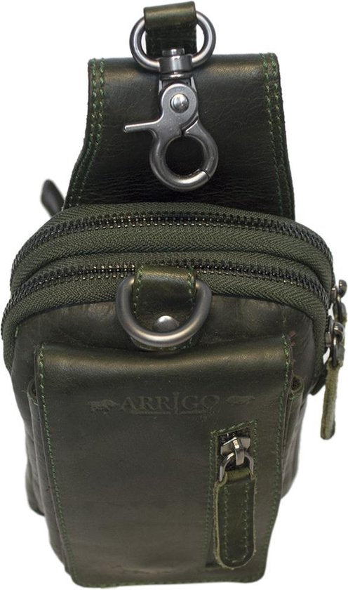 Riemtasje groen leer leren heuptas lederen fanny pack festivaltasje groen - Arrigo.nl