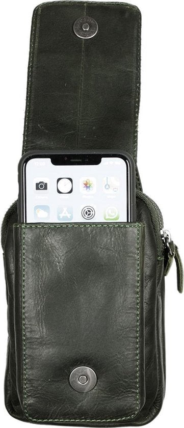 Riemtasje groen leer leren heuptas lederen fanny pack festivaltasje groen - Arrigo.nl