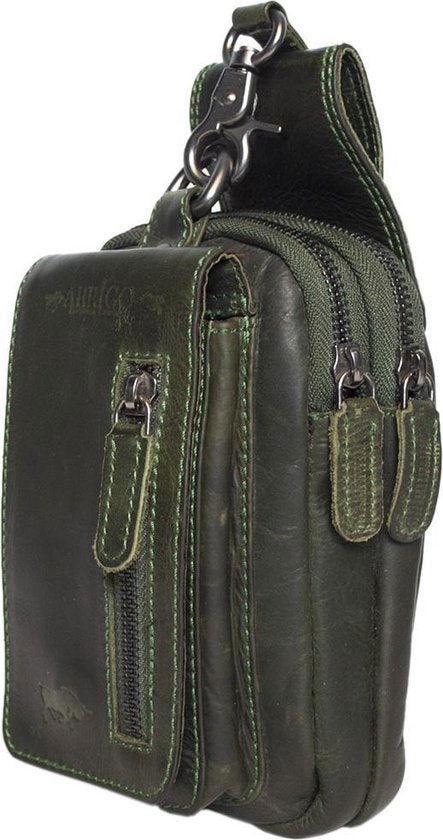 Riemtasje groen leer leren heuptas lederen fanny pack festivaltasje groen - Arrigo.nl