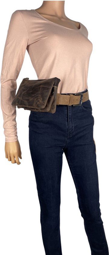Riemtasje heren donkerbruin leer heuptasje dames festival schoudertas heren fanny - Arrigo.nl