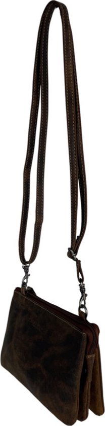 Riemtasje heren donkerbruin leer heuptasje dames festival schoudertas heren fanny - Arrigo.nl