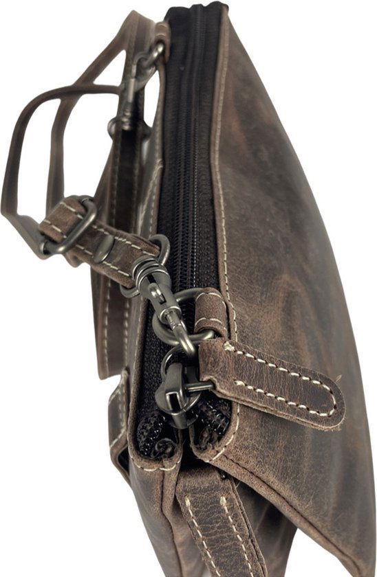 Riemtasje heren donkerbruin leer heuptasje dames festival schoudertas heren fanny - Arrigo.nl