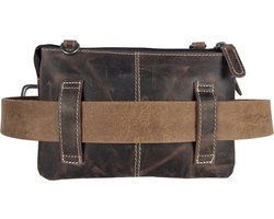 Riemtasje heren donkerbruin leer heuptasje dames festival schoudertas heren fanny - Arrigo.nl
