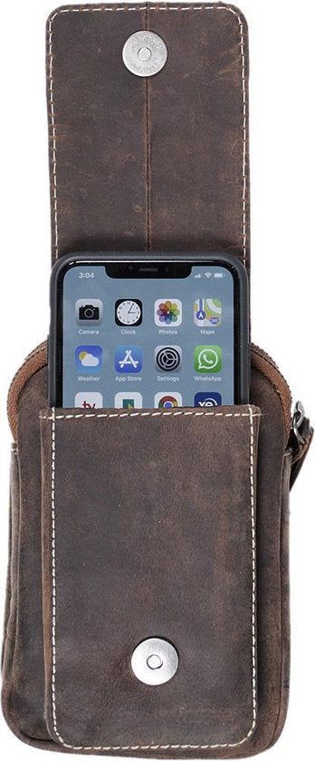 Riemtasje lichtbruin buffelleer leren heuptas leren fanny pack festivaltasje lichtbruin - Arrigo.nl