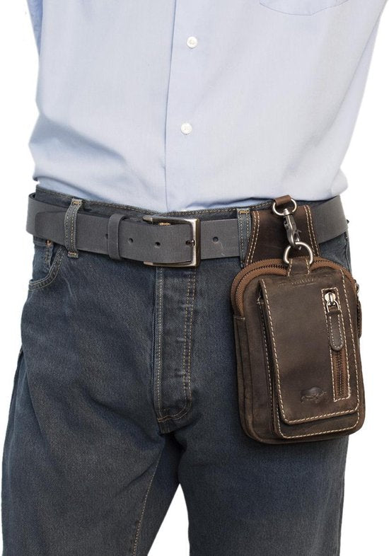 Riemtasje lichtbruin buffelleer leren heuptas leren fanny pack festivaltasje lichtbruin - Arrigo.nl