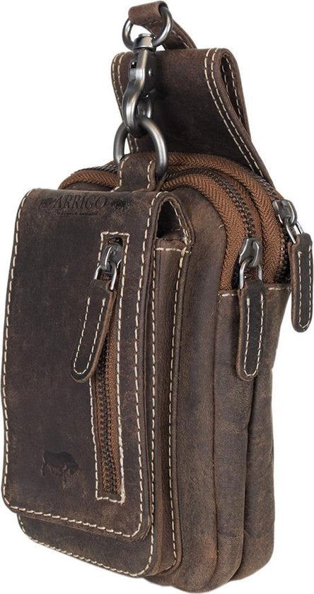 Riemtasje lichtbruin buffelleer leren heuptas leren fanny pack festivaltasje lichtbruin - Arrigo.nl