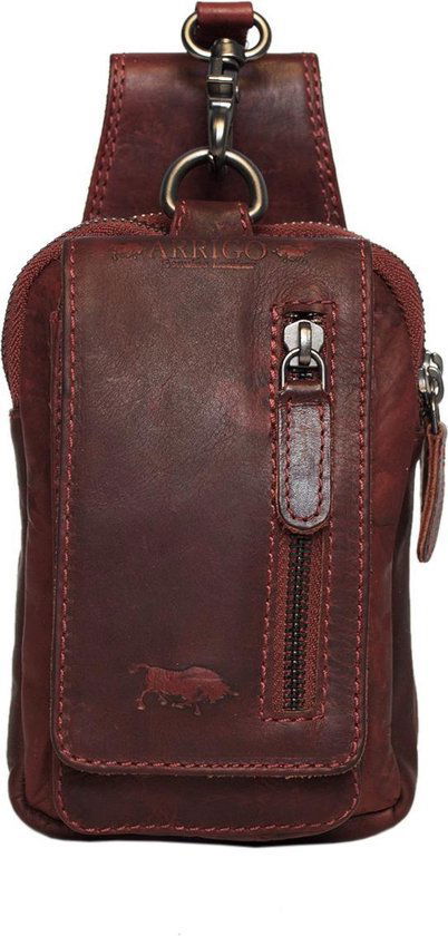 Riemtasje rood leer leren heuptas lederen fanny pack festivaltasje rood - Arrigo.nl