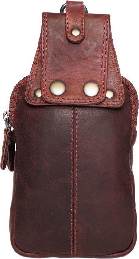 Riemtasje rood leer leren heuptas lederen fanny pack festivaltasje rood - Arrigo.nl