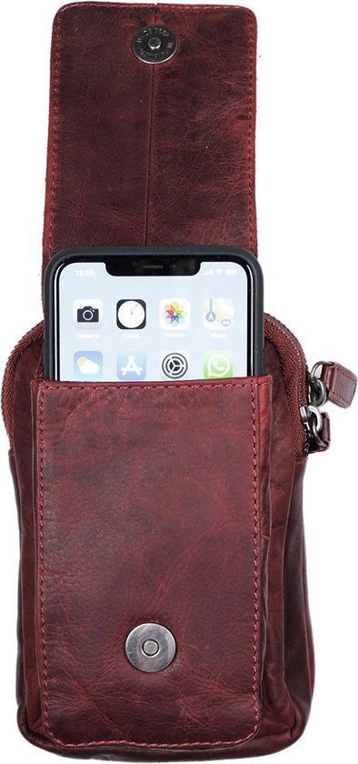 Riemtasje rood leer leren heuptas lederen fanny pack festivaltasje rood - Arrigo.nl