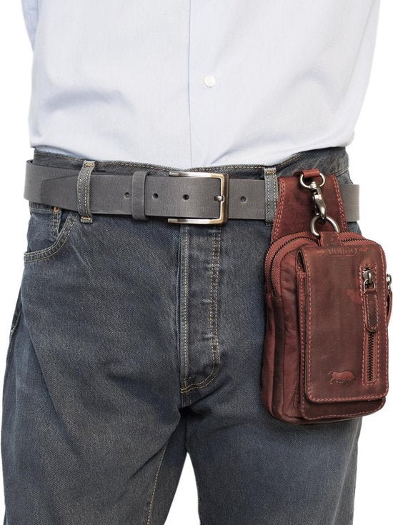 Riemtasje rood leer leren heuptas lederen fanny pack festivaltasje rood - Arrigo.nl