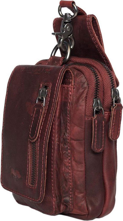 Riemtasje rood leer leren heuptas lederen fanny pack festivaltasje rood - Arrigo.nl