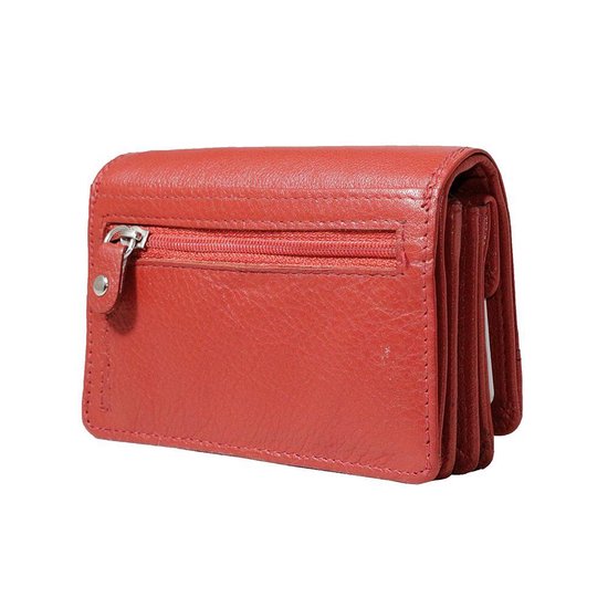 Rode Dames Portemonnee - Leer met RFID Bescherming en Klepje voor Kleingeld - Arrigo.nl
