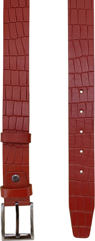 Rode Leren Riem met Kroko Print - 4 cm Breed - Arrigo.nl