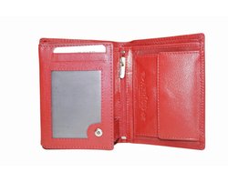 Rode euro portemonnee leer compact leren portemonnee rood - Arrigo Leather Goods