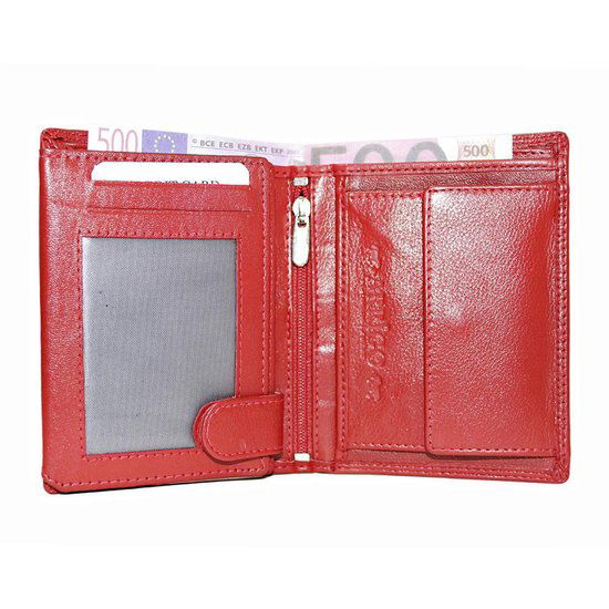 Rode euro portemonnee leer compact leren portemonnee rood - Arrigo Leather Goods