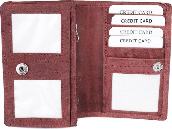 Rode rfid dames portemonnee leer met bloemenprint - Arrigo.nl