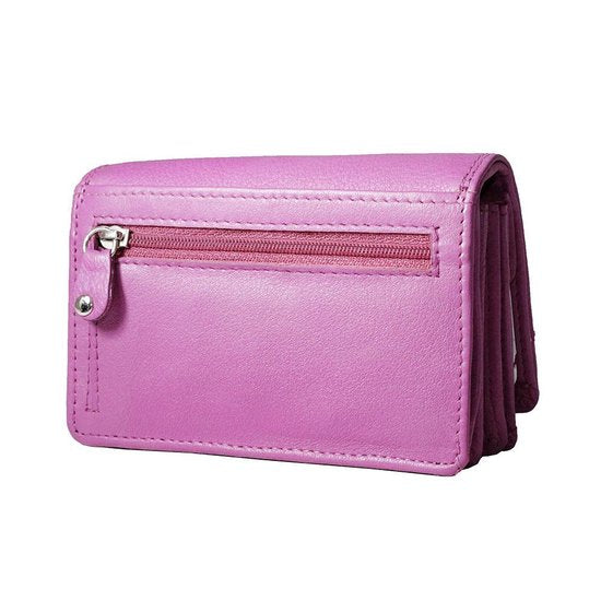 Roze dames portemonnee leer rfid met klepje voor kleingeld portemonnee - Arrigo.nl
