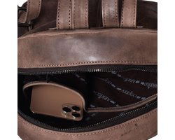 Rugtas dames met kroko print donkerbruin leer backpack leer rugzak - Arrigo Leather Goods