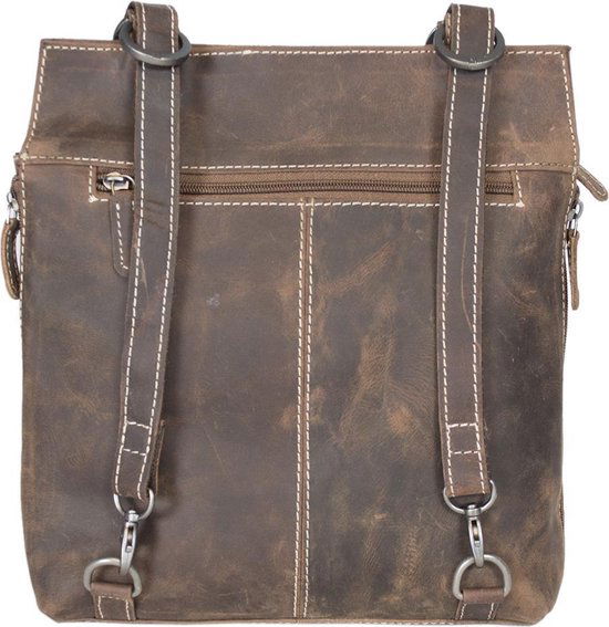 Rugtas leer of schoudertas leer cognac rugzak leer anti diefstal - Arrigo Leather Goods