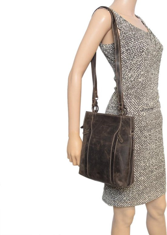 Rugtas leer of schoudertas leer donkerbruin rugzak leer anti diefstal - Arrigo Leather Goods