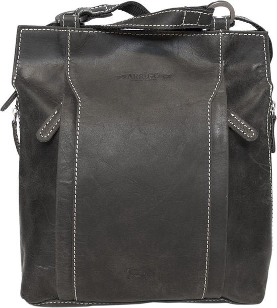 Rugtas leer zwart schoudertas echt leer - Arrigo Leather Goods