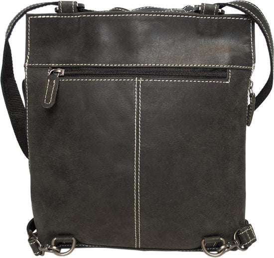 Rugtas leer zwart schoudertas echt leer - Arrigo Leather Goods