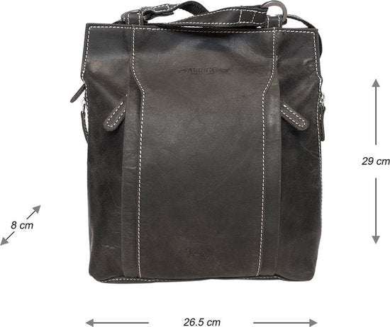 Rugtas leer zwart schoudertas echt leer - Arrigo Leather Goods