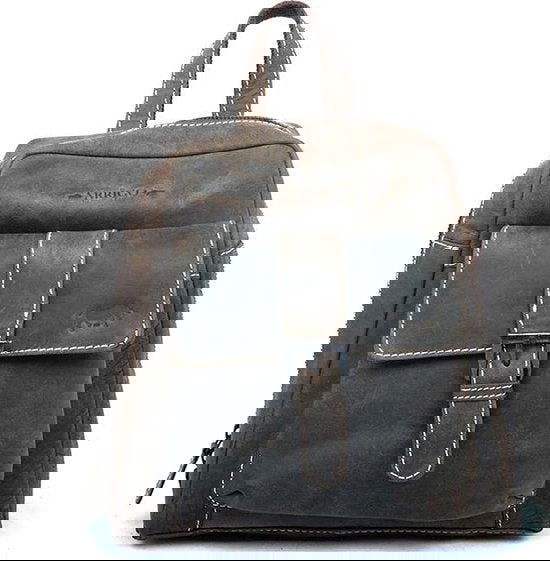 Rugtas van donkerbruin buffelleer deze compacte rugzak heeft verstelbare schouderriemen - Arrigo Leather Goods