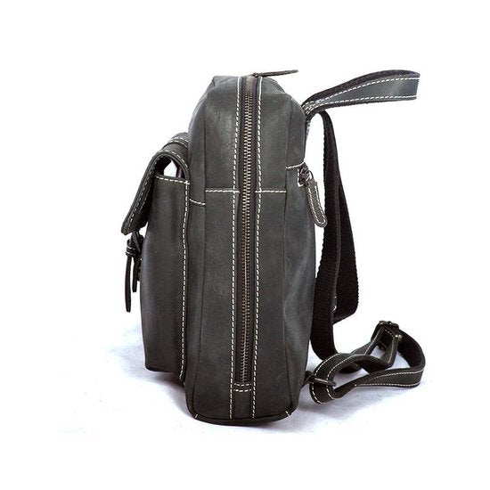 Rugtas van hip zwart buffelleer deze compacte rugzak heeft verstelbare - Arrigo Leather Goods