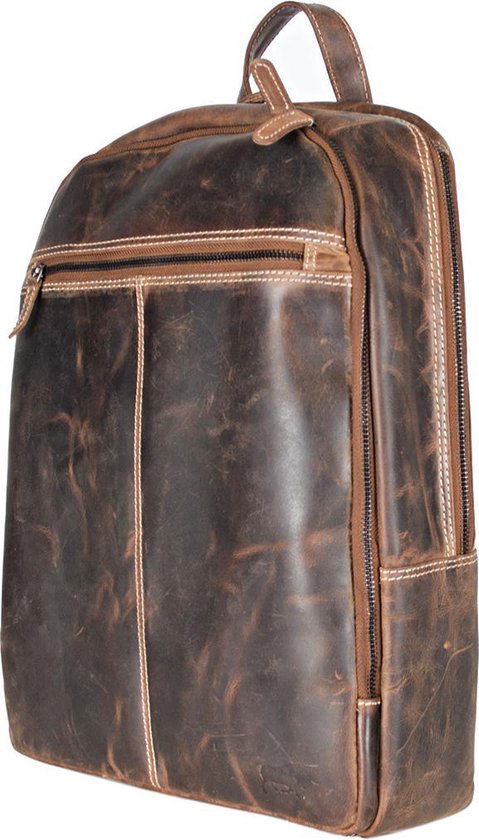Rugzak dames leer of rugtas heren leer cognac kleurig leer - Arrigo Leather Goods