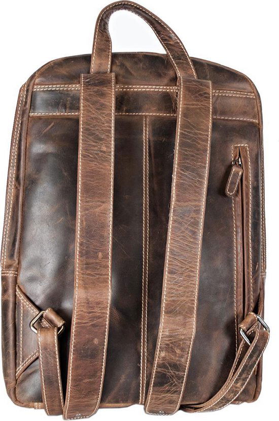 Rugzak dames leer of rugtas heren leer cognac kleurig leer - Arrigo Leather Goods
