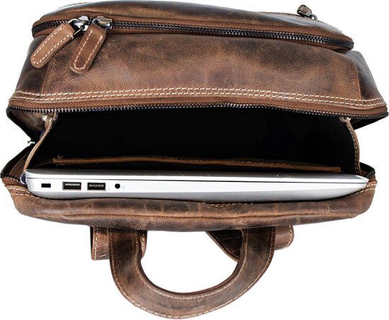 Rugzak dames leer of rugtas heren leer cognac kleurig leer - Arrigo Leather Goods