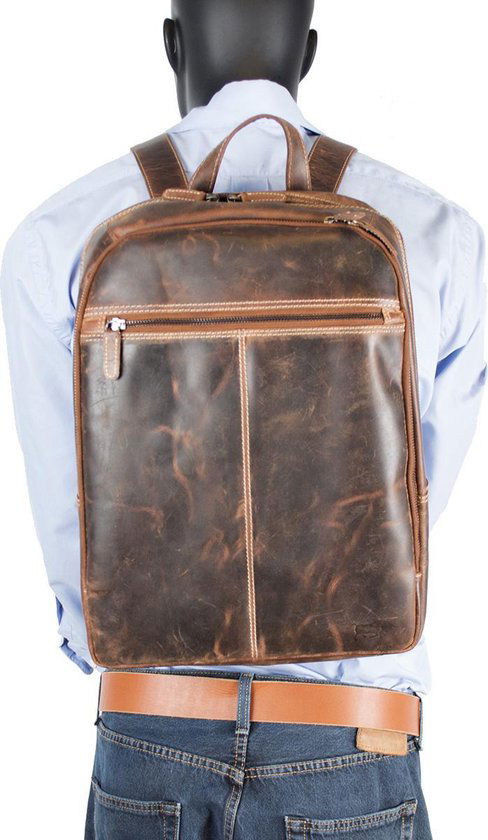 Rugzak dames leer of rugtas heren leer cognac kleurig leer - Arrigo Leather Goods