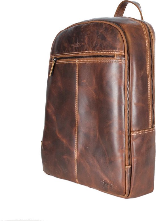 Rugzak dames leer of rugtas heren leer cognac kleurig leer - Arrigo Leather Goods