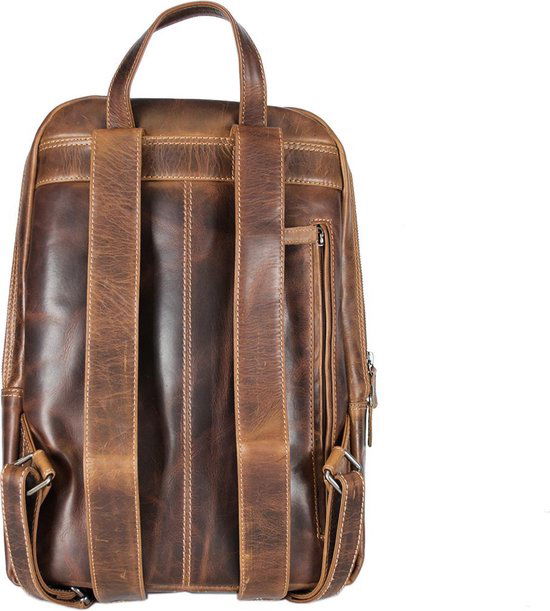 Rugzak dames leer of rugtas heren leer cognac kleurig leer - Arrigo Leather Goods