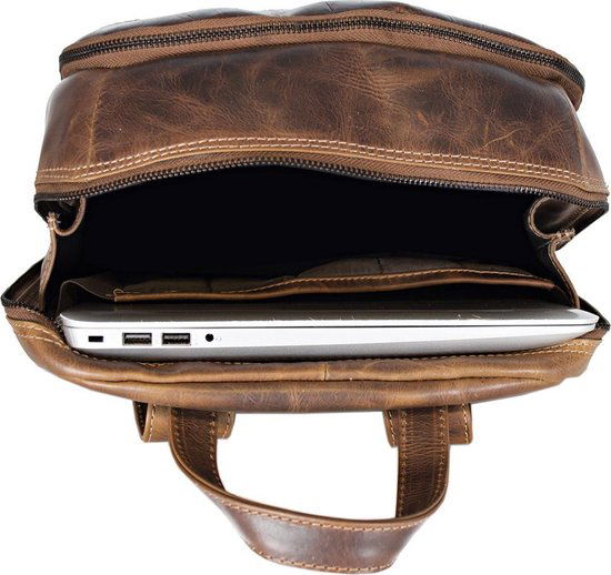 Rugzak dames leer of rugtas heren leer cognac kleurig leer - Arrigo Leather Goods