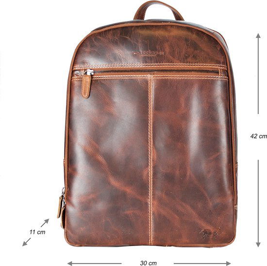 Rugzak dames leer of rugtas heren leer cognac kleurig leer - Arrigo Leather Goods