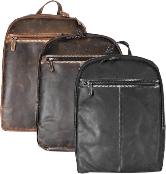 Rugzak dames leer of rugtas heren leer donkerbruin leer donkerbruine - Arrigo Leather Goods